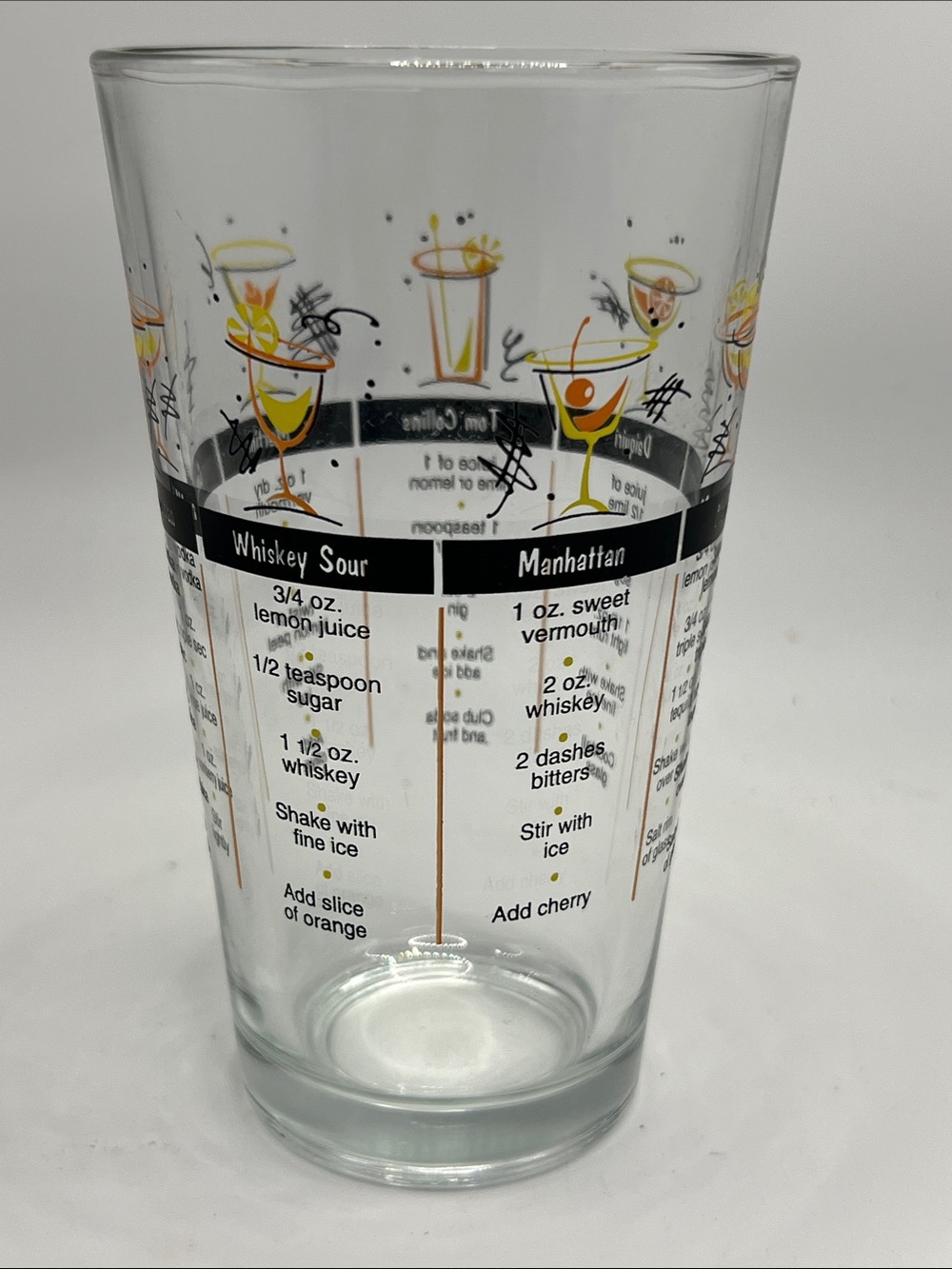VTG LIBBY’S 1960’s Cocktail Recipe Mixing Pint Glass -